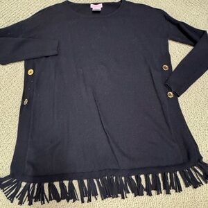 Lilly Pulitzer black fringe sweater